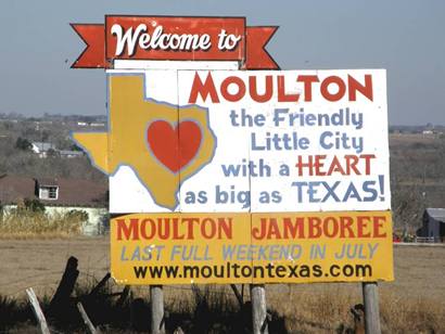 Moulton TX - Welcome sign