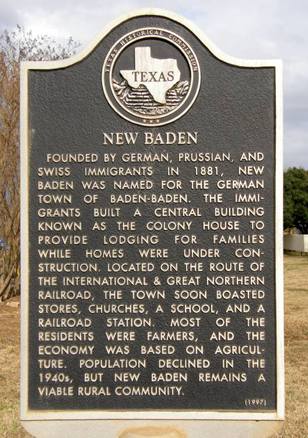 New Baden Tx Historical Marker