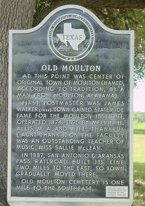 Old Moulton Texas Historical Marker