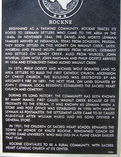 Rockne TX Historical Marker