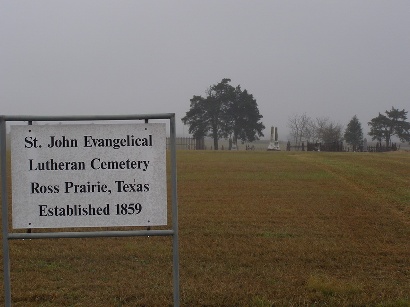 Ross Prairie TX - St. John's Evangelical Lutheran Cemetery  Sign