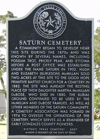TX - Saturn Cemetery Historical Marker