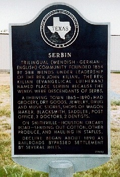 Serbin Texas historical marker