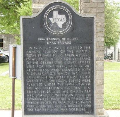 Burleson County, Texas - 1906 Reunion of Hood's Texas Brigade historical marker