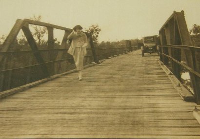 Somerville TX Vintage photo - Woman On Bridge