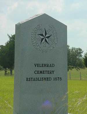 Velehrad Cemetery  marker, Texas