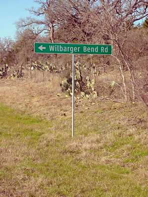 Wilbarger Bend road sign