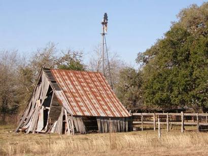 Witting Tx old barn with windmill
