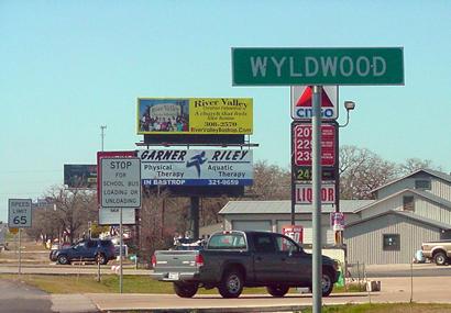 Wyldwood Texas highway sign