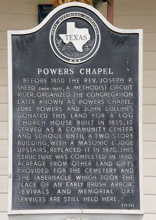 Falls County, Rosebud TX - Powers Chapel  historical marker
