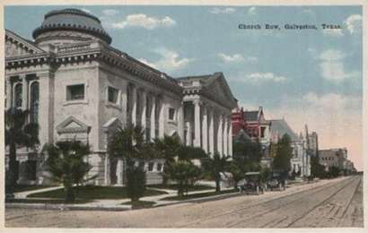 Galveston Texas Church Row, 1915 postcard