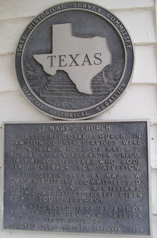 Hamilton Texas - St. Mary's Church historical marker
