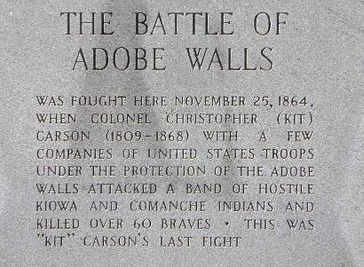 TX - First Battle of Adobe Walls Centennial Marker Text