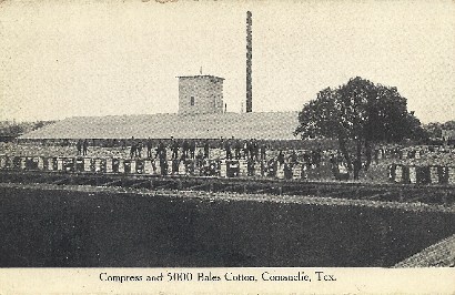 Comanche TX Cotton Gin - Compress and 500 bales cotton, old post card