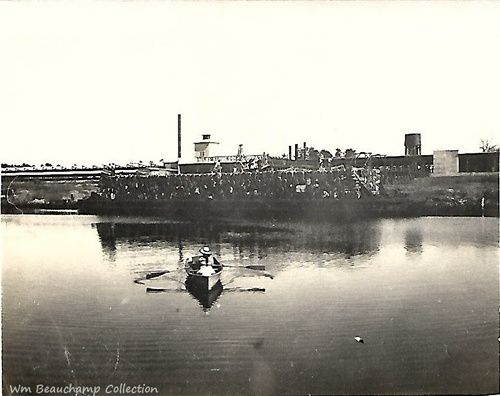 Houston, TX Cotton Compress & Cotton Barge, circa 1910 