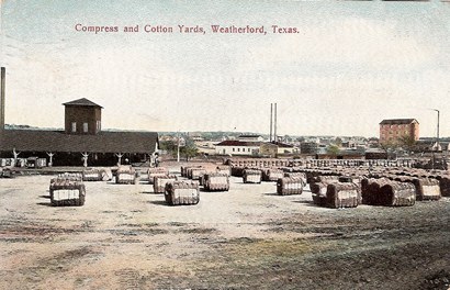 Weatherford TX  Cotton gin- Compress and Cotton Yards,  pstmrk1908  