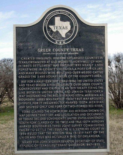 Greer Ghost County, Texas historical marker