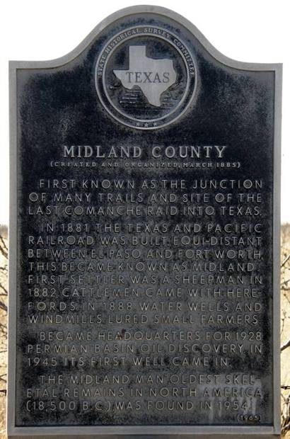 Midland County TX historical marker