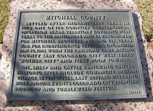 Mitchell County Texas 1936 Centennial Marker