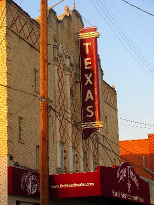 Palestine TX -  Restored Texas Theatre, marquee neon sign