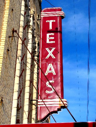 Palestine TX -  Neon sign of restored Texas Theatre 