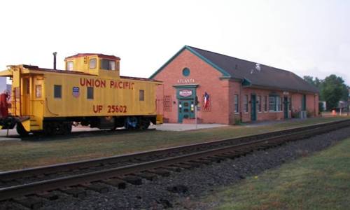 Atlanta Texas depot and Union Pacific  caboose