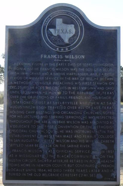 Belgrade Texas - Francis Wilson Historical Marker