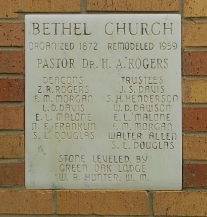 Bethel TX - Bethel Church cornerstone