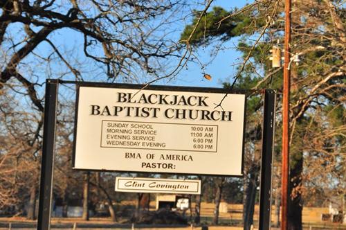 TX Blackjack Baptist Church sign
