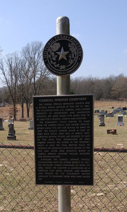 TX - Carroll Springs Cemetery Historical Marker