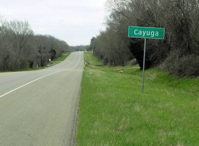 Cayuga TX Road Sign