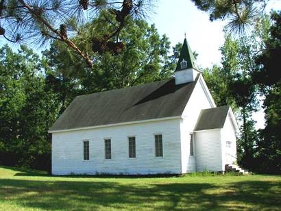 A church in the piney woods in Chireno, Texas