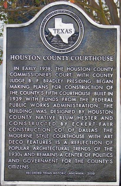 Crockett, TX - Houston County courthouse historical marker