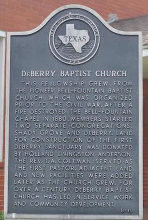 DeBerry TX - DeBerry Baptist Church historical marker