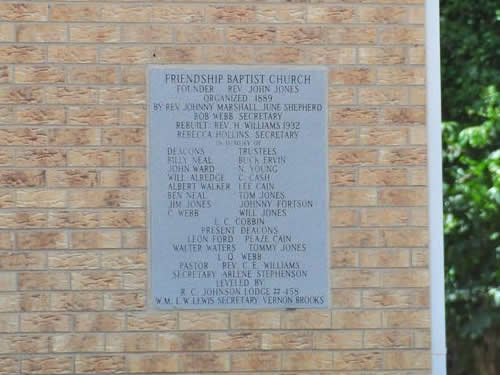 Friendship TX - Baptist Church cornerstone