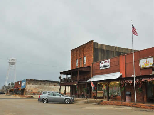 Garrison TX - main street business and  water tower