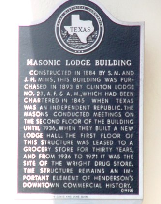 Henderson TX  masonic lodge historical marker