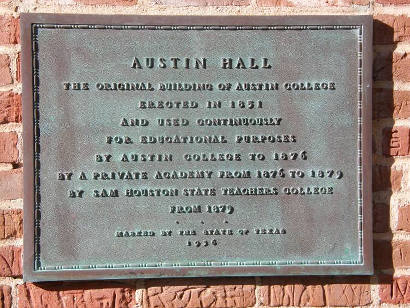 Huntsville Tx - Austin Hall 1936 Plaque