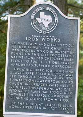 Iron Works marker, Texas Civil War