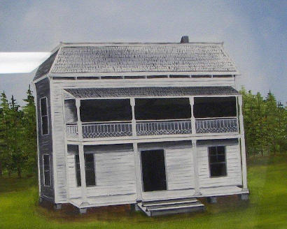 Painting of 1887 Hardin County 2 Story Frame Courthouse, Kountze Texas