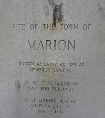 Marion Texas town site Centennial Marker text