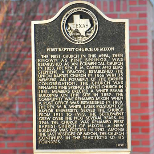 Mixon TX - First Baptist Church of Mixon Historical Marker