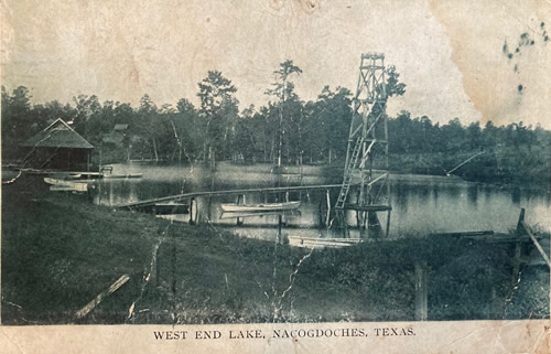 Nacogdoches, Texas - West End Lake, 1930s old postcard