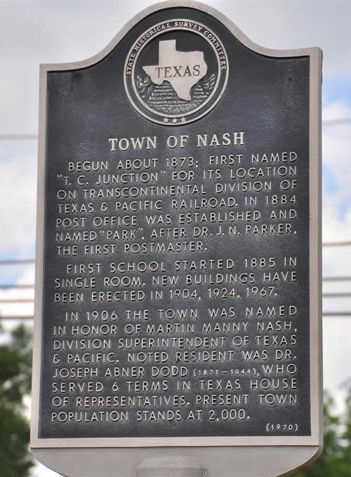 Nash, Texas historical marker