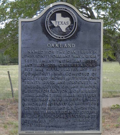 Houston County Tx - Oakland Texas Historical Marker