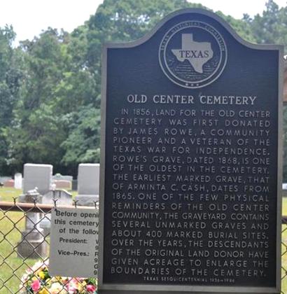 Panola county Texas - Old Center Cemetery Historical Marker