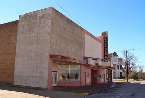 Rusk TX - Cherokee Theatre with neon sign