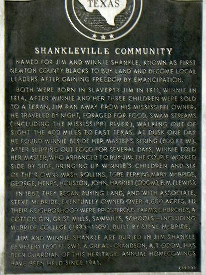 Shankleville Tx Historical Marker