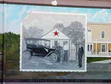 Sour Lake mural showing  Texaco gas station