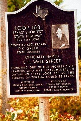 Loop 168 marker, shortest highway in Texas